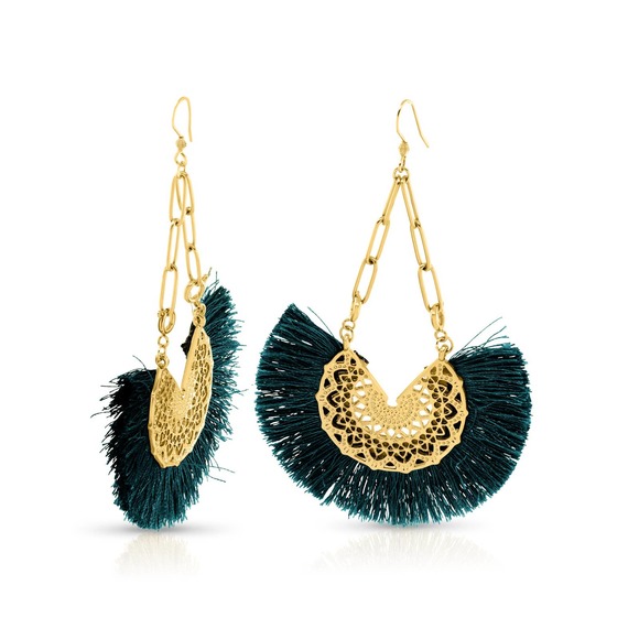 Fashioned For More Jewelry - Boho Paperclip Earrings with Removable Fringed Charm